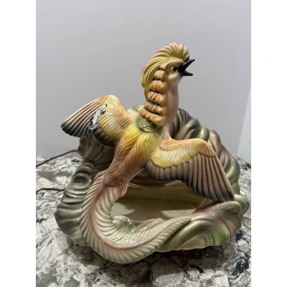 Pair of Mid-Century Chalkware Parrot Cockatiels Bird Wall Hanging Sculptures MCM